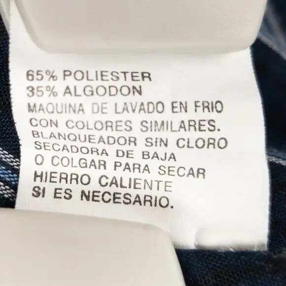 Plains Western Shirt Men's Large Long Sleeve Pearl Snaps Plaid Blue White - Picture 7 of 11